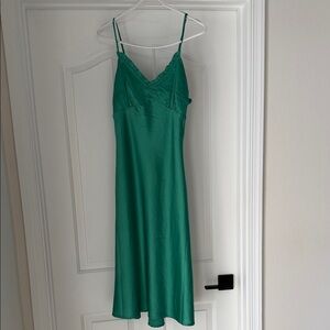Japna Emerald Green Chemise Slip Dress
